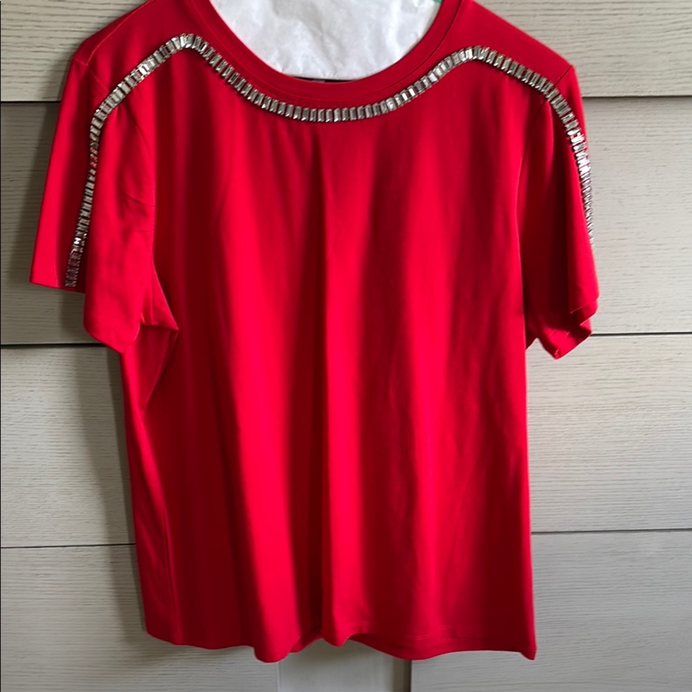 Red Embellished Women's Top